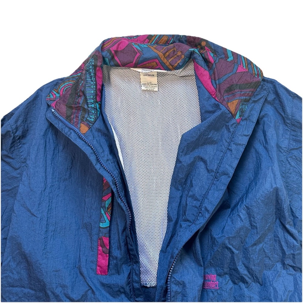 Vtg 90s Moving Comfort Windbreaker Jacket LG Full Zip Drawstring Waist - Picture 13 of 16